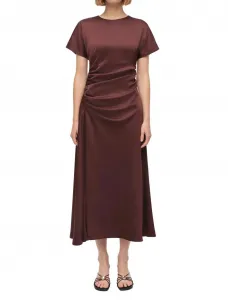 Платье-миди Marabella из драпированного атласа цвета красного дерева Simkhai