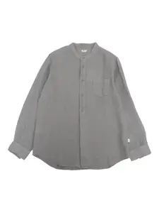 Льняная рубашка Korean с воротником-стойкой Il Gufo, серый