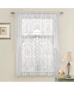 Комплект штор для кухни Shabby Living Lena с цветочным кружевом и комплектом сувениров Kate Aurora, белый