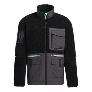 Куртка urban sherp jkt zipper splicing stay warm outdoor sports jacket black Adidas, черный