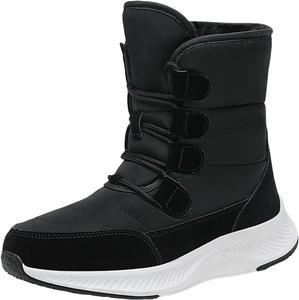 Женские зимние ботинки на снег, водонепроницаемые зимние ботинки, нескользящие, полностью с мехом, зимние теплые ботильоны для улицы, утолщенные зимние ботинки для прогулок и походов Generic, Black