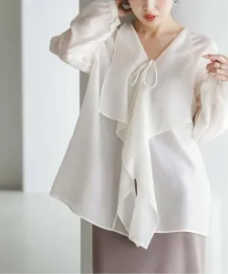 Легкая прозрачная блузка с оборками Noble, цвет White A