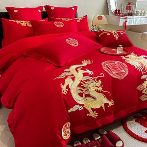 FUANNA Комплект постельного белья 8 предметов, размер 200х220 см, пододеяльник 220 см, цвет красный, принт "Королевский дракон и феникс"