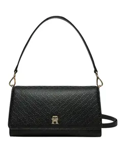 Сумка через плечо с тисненым монограммом Tommy Hilfiger, черный