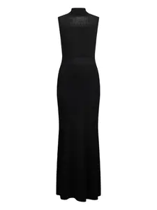 Платье макси в рубчик с высоким воротником LIU JO, черный