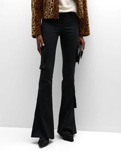 Расклешенные брюки-карго из эластичной тафты черного цвета Philosophy di Lorenzo Serafini