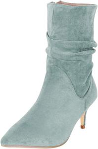 Женские элегантные свободные ботильоны FSJ с заостренным закрытым носком, низким каблуком-«котенком», короткие кожаные ботинки с боковой молнией, для офиса, вечеринок и выпускных, на осень и зиму, размеры 4-15 US, Powderblue