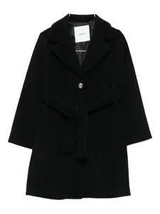 Шерстяное пальто с поясом Miss Grant Kids, черный