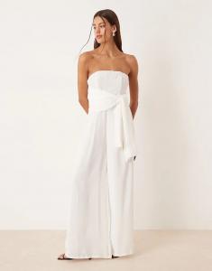 Комбинезон с завязками спереди и открытыми плечами, белый