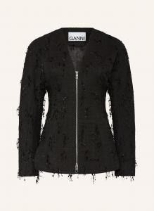 Твидовый блейзер Ganni, черный