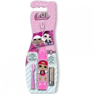 Электрическая зубная щетка для детей Lol Surprise на батарейках. В комплект входят 2 насадки щетки. L.O.L. Surprise