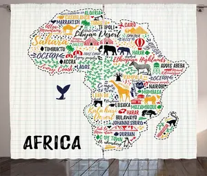 Штора ABAKUHAUS в деревенском стиле с африканским континентальным дизайном, для спальни, с присборенной лентой, петлями и крючками, 280 x 225 см, черно-белая Abakuhaus