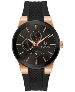 Мужские часы Chronograph Modern Millennia с черным силиконовым ремешком, 41 мм Bulova