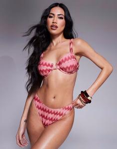 Плавки бикини с блестками и шевронами, розового цвета South Beach