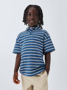 Детская поло из меланжевой пряжи в полоску John Lewis, Blue
