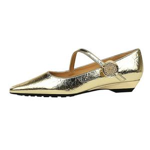 QITUMAUL Туфли Мэри Джейн на массивном каблуке 2,5 см женские золотые, цвет Gold[Heel Height 2.5cm]