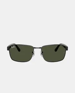 Квадратные солнцезащитные очки унисекс с металлическим отливом зеленого цвета Ray-Ban, чёрный