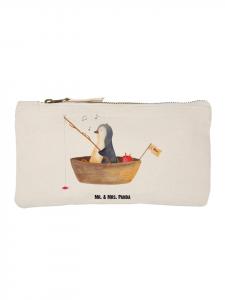 Mr. & Mrs. Panda Пенал с изображением пингвина в рыбацкой лодке, белый, без надписи