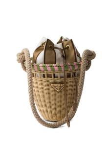 Prada плетеная сумка-ведро Wicker размера мини, нейтральный