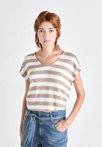 Футболка ONLY ONLLIRA LIFE V NECK, Mocha Meringue/Cloud Dancer/Brown