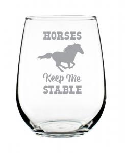 Бокал для вина без ножки Horses Keep Me Stable Horse Gifts, 17 унций Bevvee, прозрачный