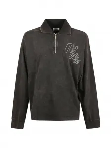 Джемпер с длинными рукавами и молнией до середины груди Off-White, серый