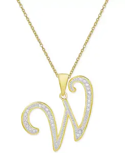 Ожерелье с кулоном-инициалом в форме бриллианта, 18 дюймов, из серебра, золота и розового золота Macy'S, w/gold