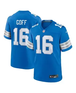Футболка игровая альтернативная Nike для мужчин Jared Goff Detroit Lions 2nd Alternate Fanatics, синий