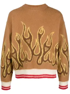 Джемпер Burning с приспущенными плечами PALM ANGELS, коричневый