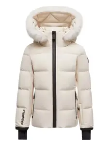 Куртка с капюшоном из искусственного меха Moncler Enfant, нейтральный