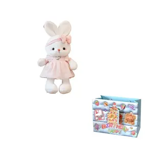 Плюшевая кукла Кролик в юбке с цветами высота 40см/50см/60см MORTEN SOLUM, розовый