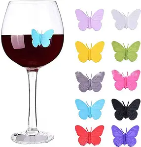 Набор из 10 маркеров для винных бокалов, силиконовые бирки для стаканов и винные бирки с присоской Mmgoqqt