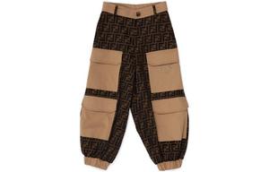 Детские вязаные спортивные штаны коричневые FENDI