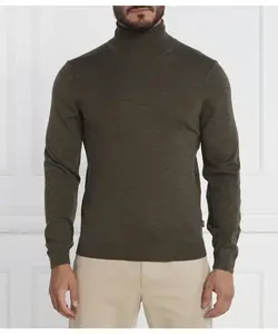 Шерстяная водолазка Musso-p Slim fit Boss, зеленый