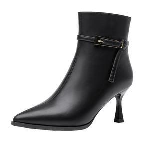 GUDIANFENGDU Женские черные ботильоны без подкладки, цвет Black (Unlined)