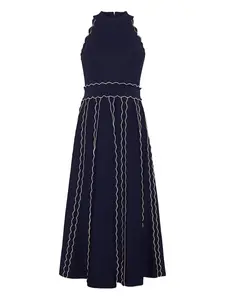 Трикотажное платье миди Rosendale с фестонами Cara Cara, синий