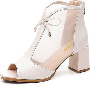 Женские ботильоны YDN с открытым носком и бантом, на среднем блочном каблуке, с задней молнией, на все сезоны, размеры 4-15 США, White