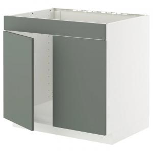 Напольный шкаф с раковиной с 2 ​​дверцами/спереди METOD IKEA, 80x60x70 см, цвет white/nickebo matt grey-green