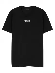 Футболка с вышитым логотипом Versace, черный