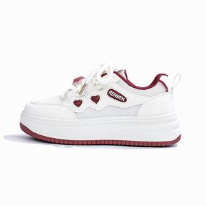Легкие и дышащие низкие кроссовки для скейтбординга для женщин RENBEN, White Red