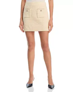 Юбка-Свитер с кристальными пуговицами - эксклюзив Aqua, бежевый