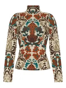 Топ Piper с высоким воротником и принтом пейсли Cara Cara, бежевый