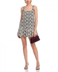 Кружевное мини-платье с заниженной талией - эксклюзив AQUA, черный