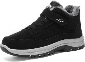 Женские зимние ботинки с меховой подкладкой, водонепроницаемые, из PU кожи, с регулируемой застежкой-липучкой, противоскользящие, повседневные Picusiqa, Black