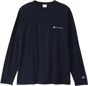 Мужская футболка Champion с длинным рукавом, круглый вырез, 100% хлопок, вышитый логотип, базовая модель, длинный рукав, круглый вырез, 100% хлопок, вышитый логотип, C8-W420Z, темно-синий