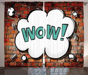 Штора ABAKUHAUS в деревенском стиле, красная, с надписью битая кирпичная стена, для спальни, присборенная, с петлями и крючками, 280 x 245 см, разноцветная Abakuhaus