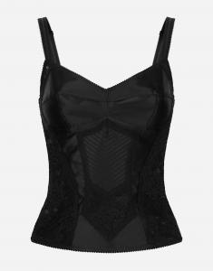 Корсетный топ из кружева и атласа Dolce & Gabbana, черный