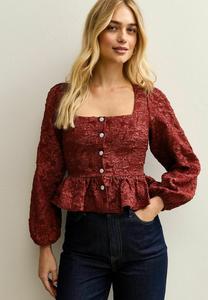 Блуза New Look JULIE SQUARE NECK BUTTON , Burgundy/Red