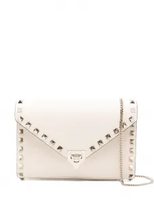 Мини-сумка с фирменной отделкой заклепками Rockstud Valentino Garavani, бежевый