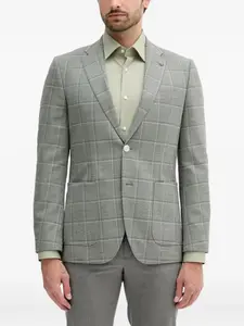 Клетчатый блейзер с накладными карманами BOSS, серый